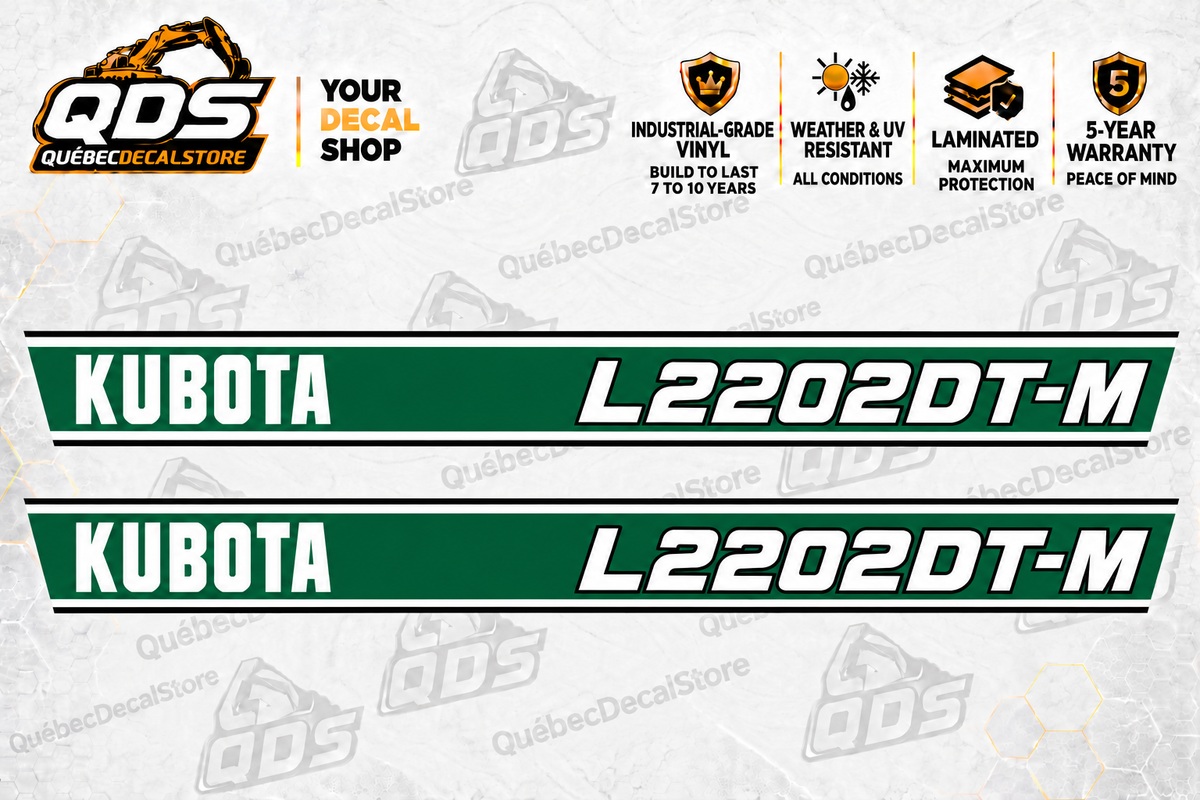 Kubota L2202DT-M Hood Decal Kit – 2 Decorative Pieces