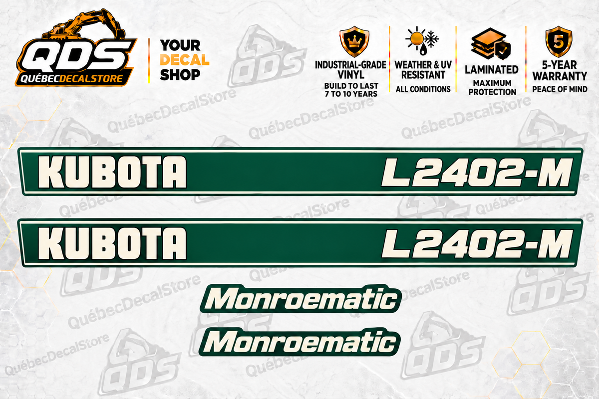 Kubota L2402-M Hood Decal Kit – 4 Decorative Pieces