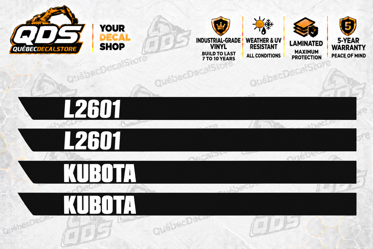 Kubota L2601 Hood Decal Kit – 4 Decorative Pieces
