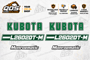 Kubota L2602DT-M Hood Decal Kit – 6 Decorative Pieces