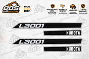 Kubota L3001 Hood Decal Kit – 4 Decorative Pieces