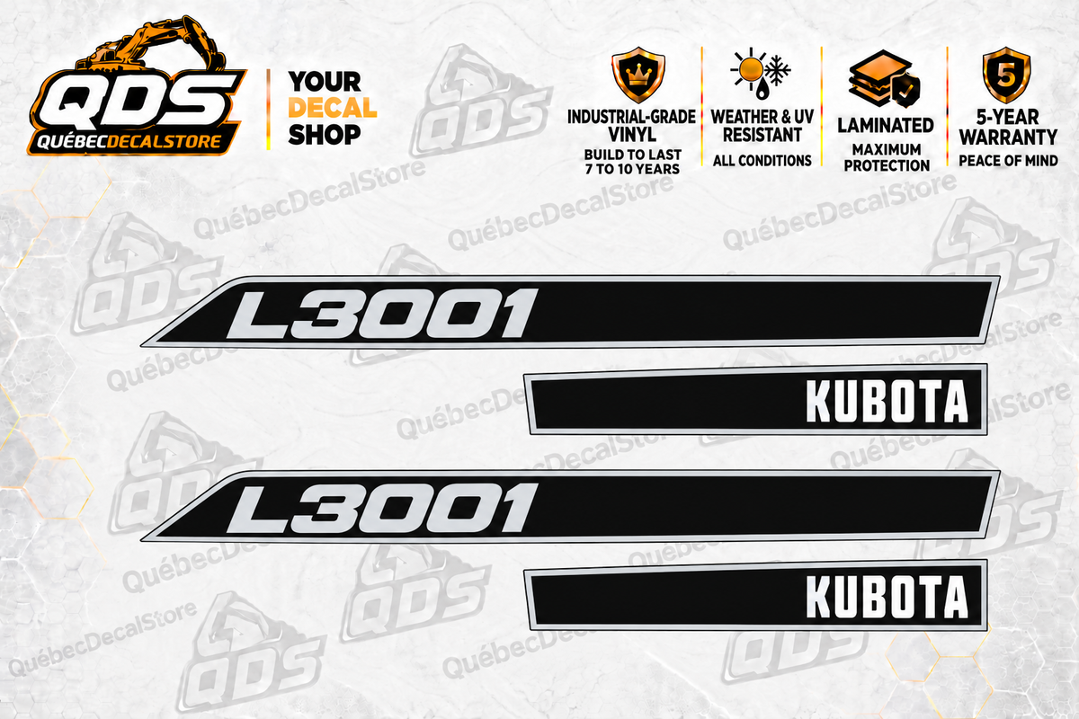 Kubota L3001 Hood Decal Kit – 4 Decorative Pieces
