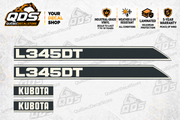 Kubota L345DT Hood Decal Kit – 4 Decorative Pieces