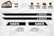 Kubota L355SS Hood Decal Kit – 6 Decorative Pieces