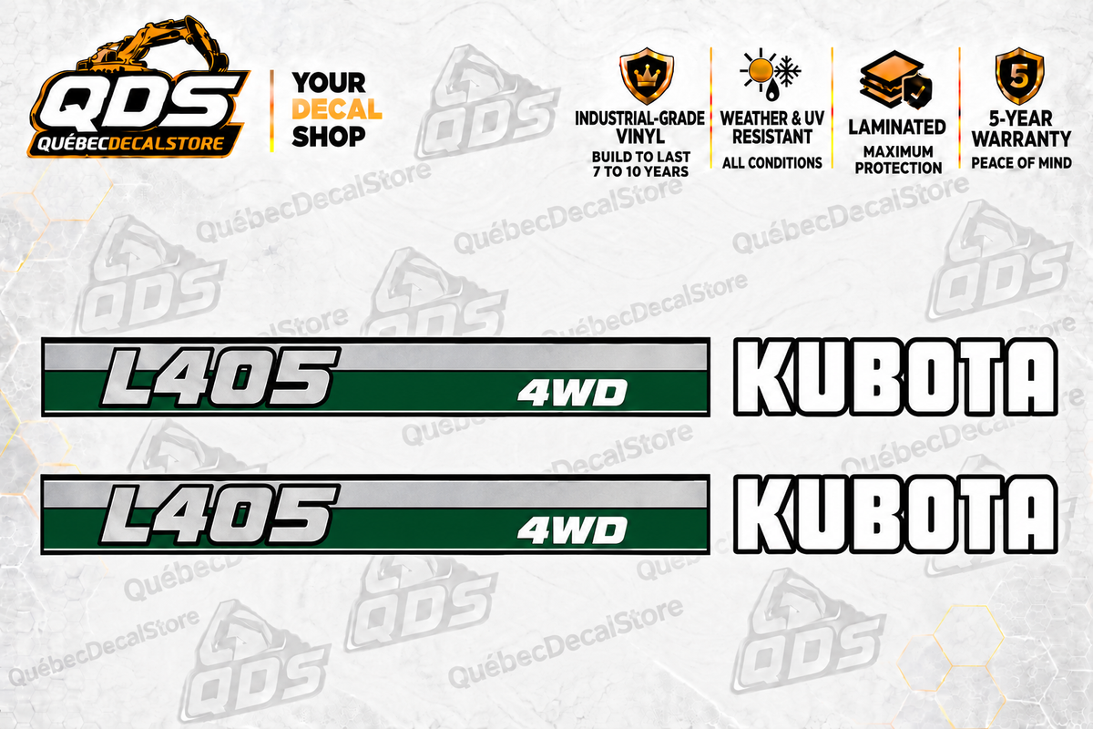 Kubota L405 Hood Decal Kit – 4 Decorative Pieces