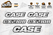 Kit de décalques Case CX210B pour pelle — vinyle laminé