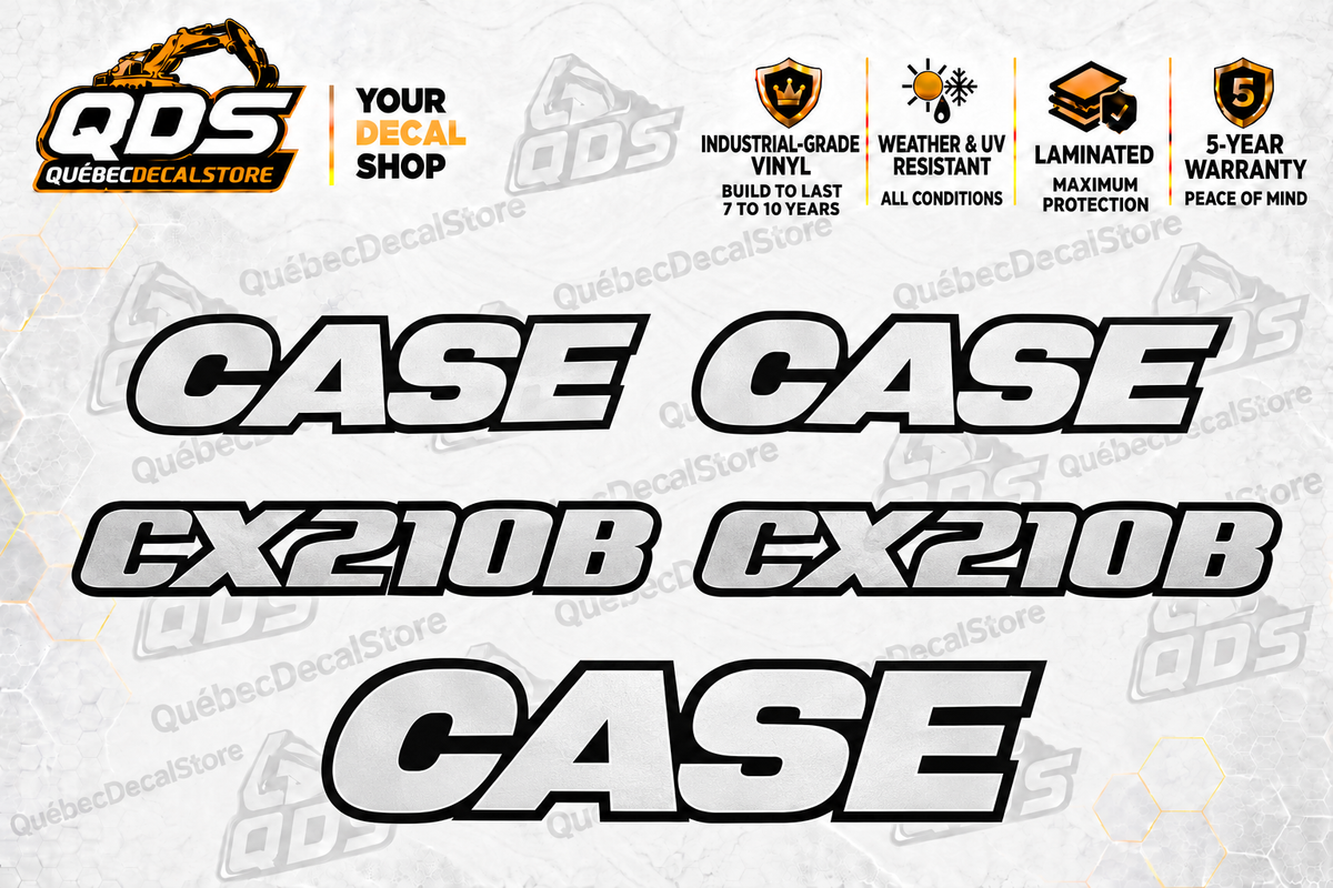 Kit de décalques Case CX210B pour pelle — vinyle laminé