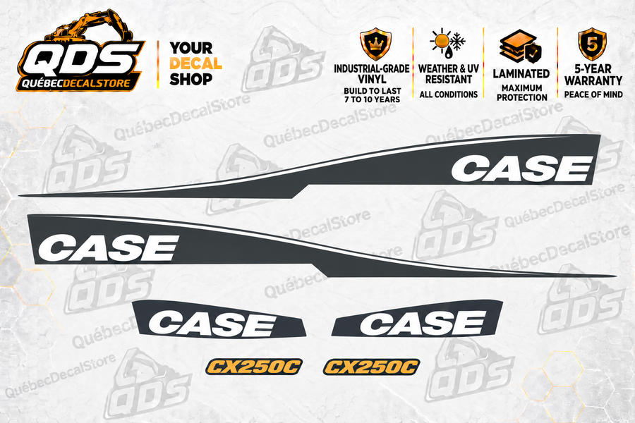 Case CX250C Excavator Decal Kit — Laminated Vinyl