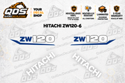 Hitachi ZW120-6 Wheel Loader Decal Kit — Laminated Vinyl