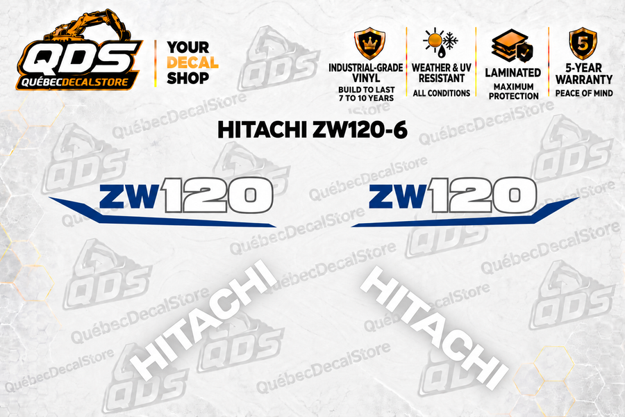 Hitachi ZW120-6 Wheel Loader Decal Kit — Laminated Vinyl