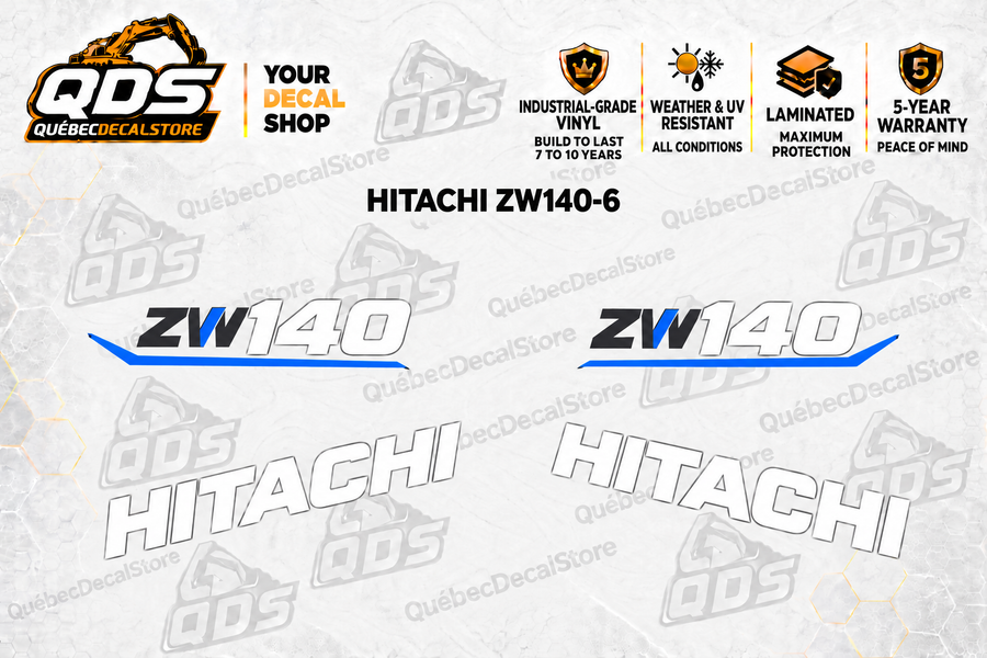 Hitachi ZW140-6 Wheel Loader Decal Kit — Laminated Vinyl
