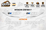 Hitachi ZW160-7 Wheel Loader Decal Kit — Laminated Vinyl