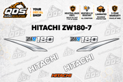 Hitachi ZW180-7 Wheel Loader Decal Kit — Laminated Vinyl