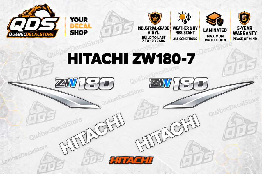 Hitachi ZW180-7 Wheel Loader Decal Kit — Laminated Vinyl