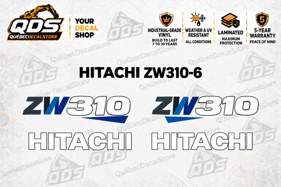 Hitachi ZW310-6 Wheel Loader Decal Kit — Laminated Vinyl
