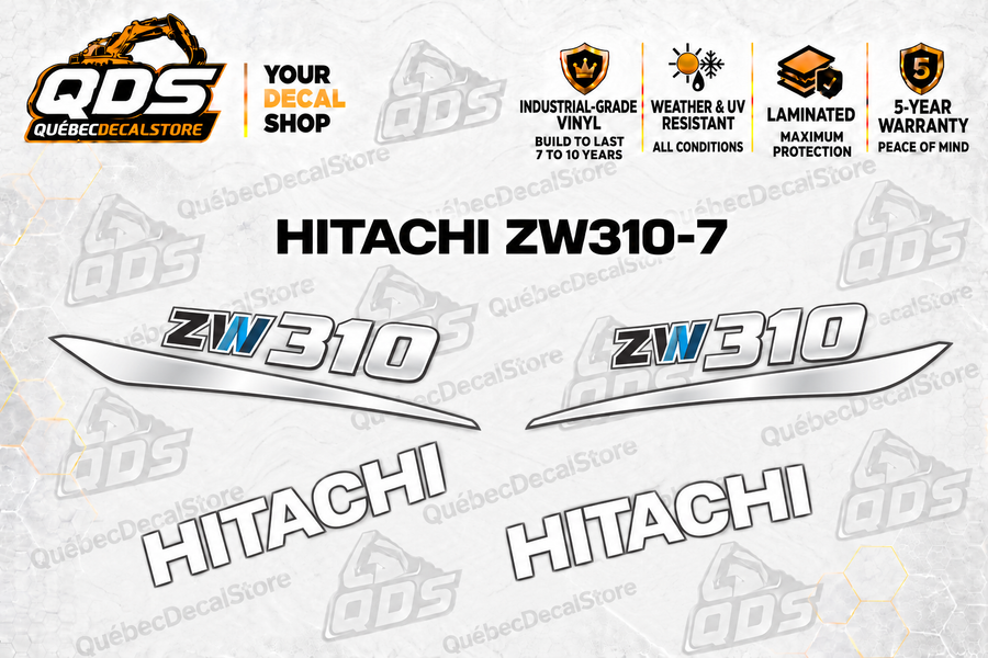 Hitachi ZW310-7 Wheel Loader Decal Kit — Laminated Vinyl