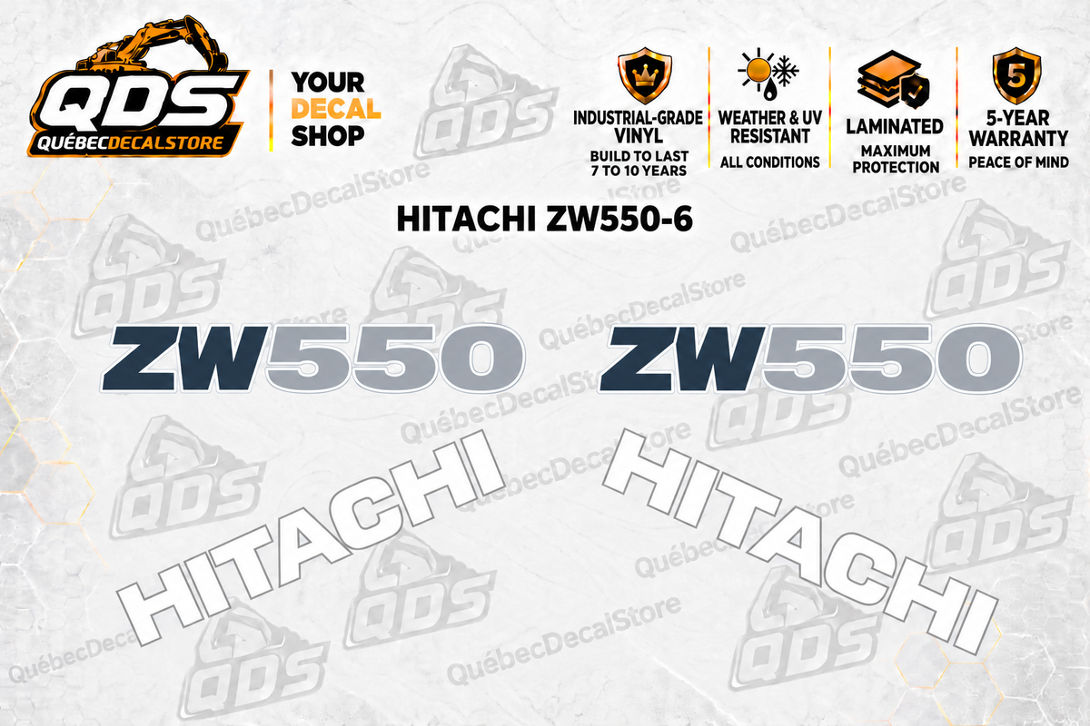 Hitachi ZW550-6 Wheel Loader Decal Kit — Laminated Vinyl