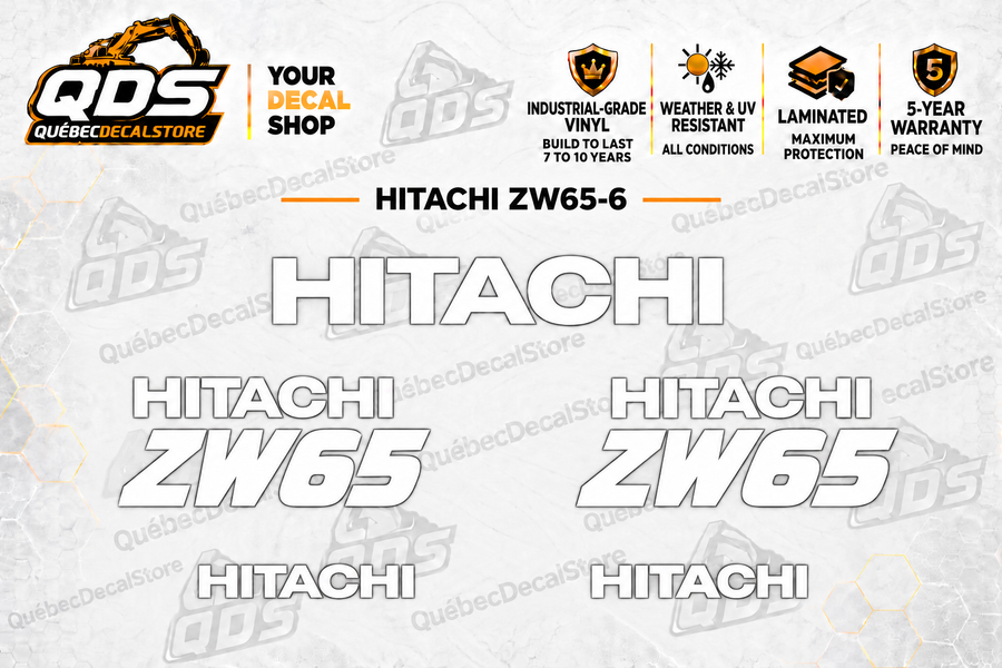 Hitachi ZW65-6 Wheel Loader Decal Kit — Laminated Vinyl