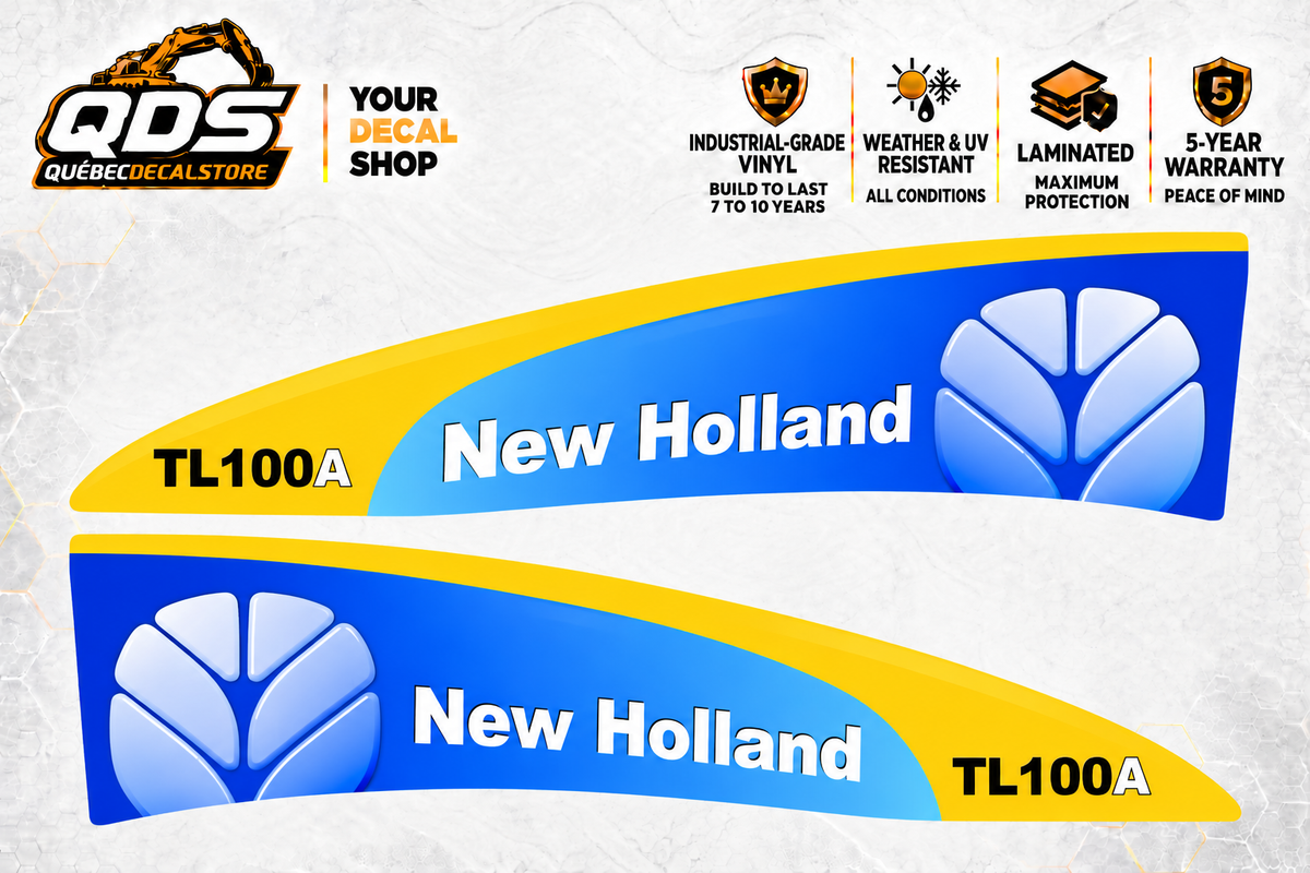 New Holland TL100A Hood Decal Pair – Blue & Yellow