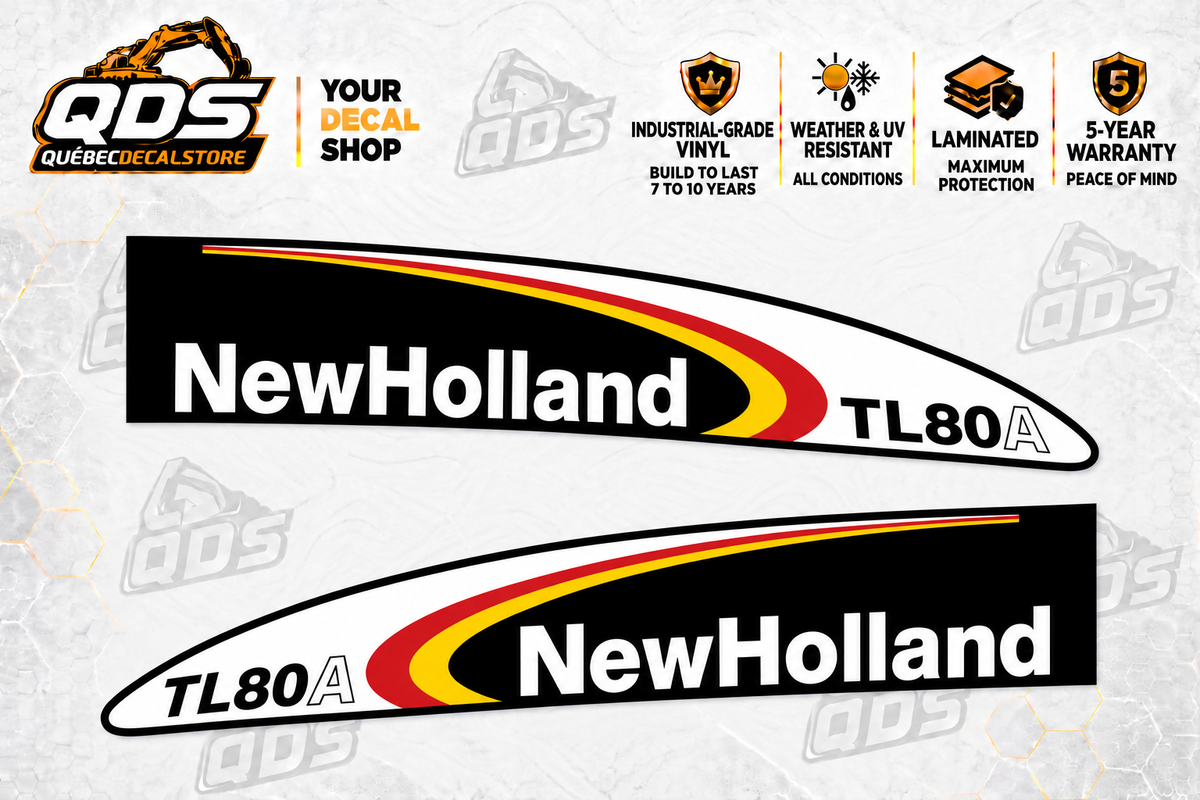New Holland TL80A Hood Decal Pair – Black & White