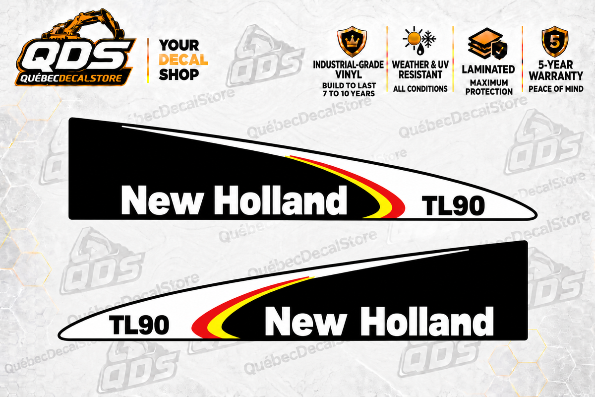 New Holland TL90 Hood Decal Pair – Black & White