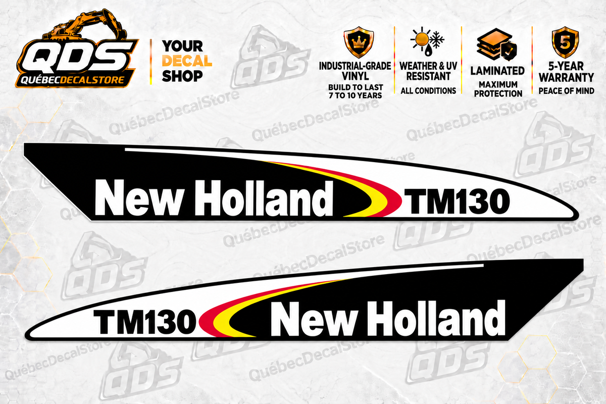 New Holland TM130 Hood Decal Pair – Black & White