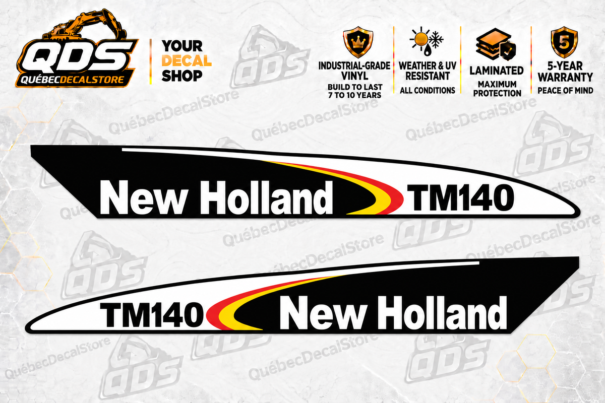 New Holland TM140 Hood Decal Pair – Black & White