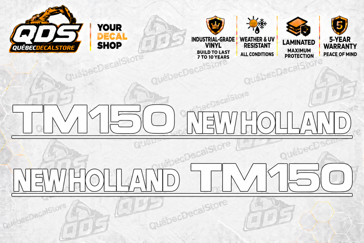 New Holland TM150 Hood Decal Pair – Early White Lettering