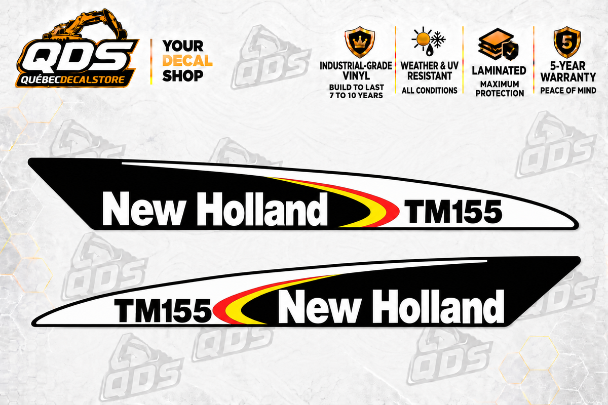 New Holland TM155 Hood Decal Pair – Black & White