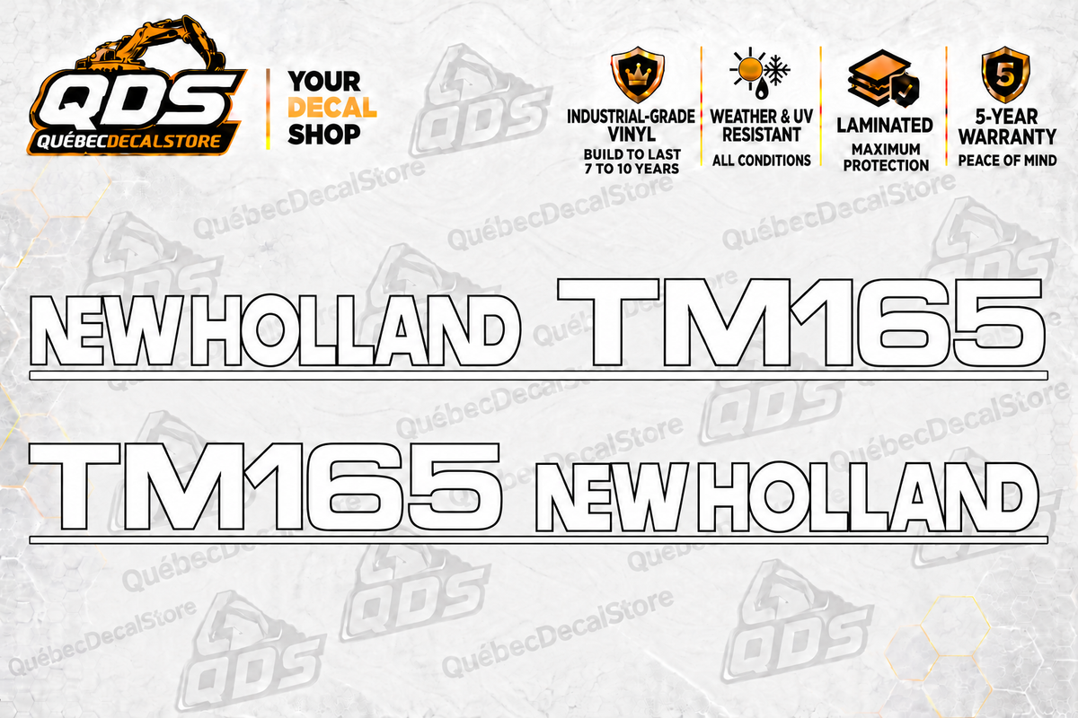New Holland TM165 Hood Decal Pair – Early White Lettering