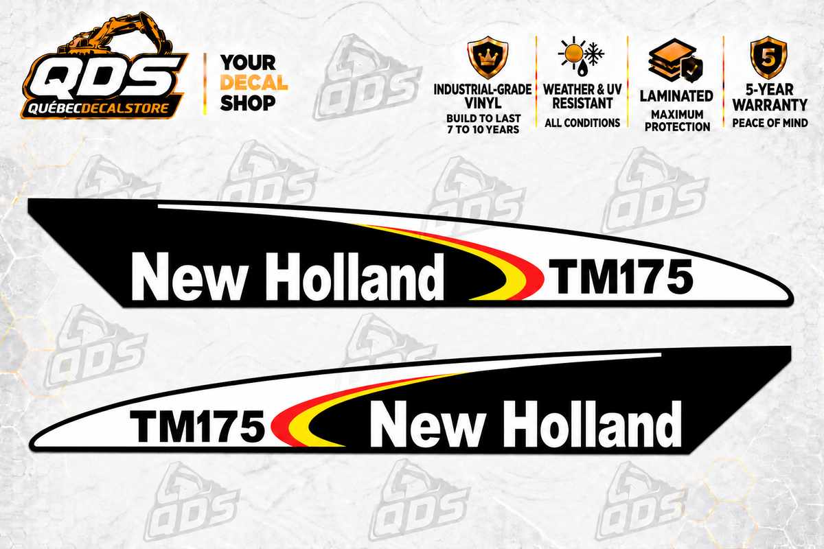 New Holland TM175 Hood Decal Pair – Black & White