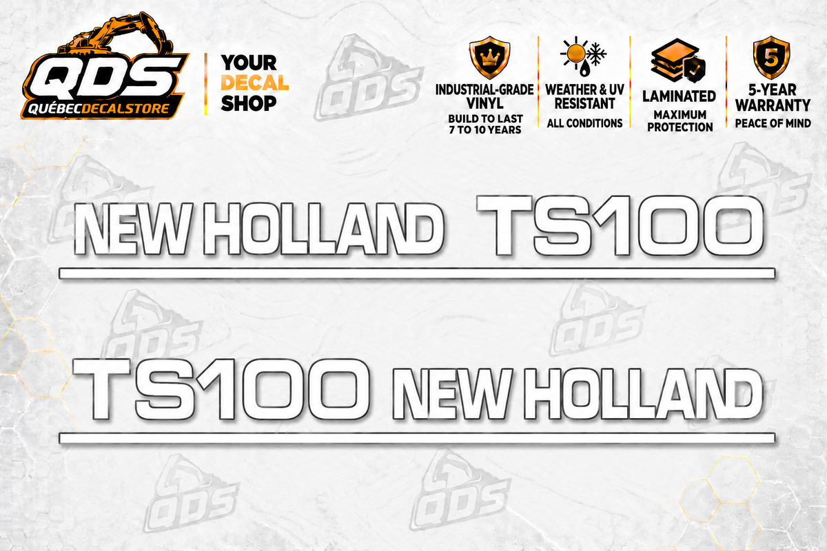 New Holland TS100 Hood Decal Pair – Early White Lettering