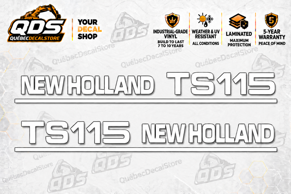 New Holland TS115 Hood Decal Pair – Early White Lettering