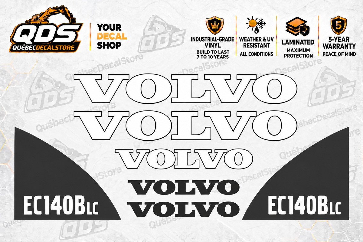 Volvo EC140B LC Excavator Decal Kit – 7 Graphics