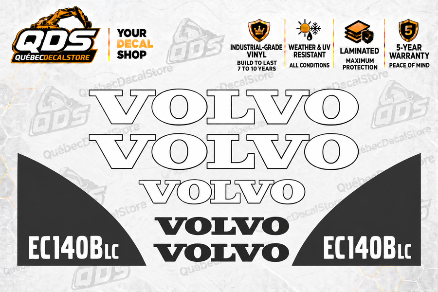 Volvo EC140B LC Excavator Decal Kit – 7 Graphics