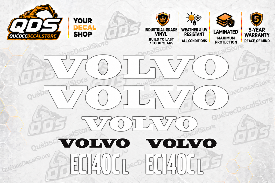 Volvo EC140C L Excavator Decal Kit – 7 Graphics