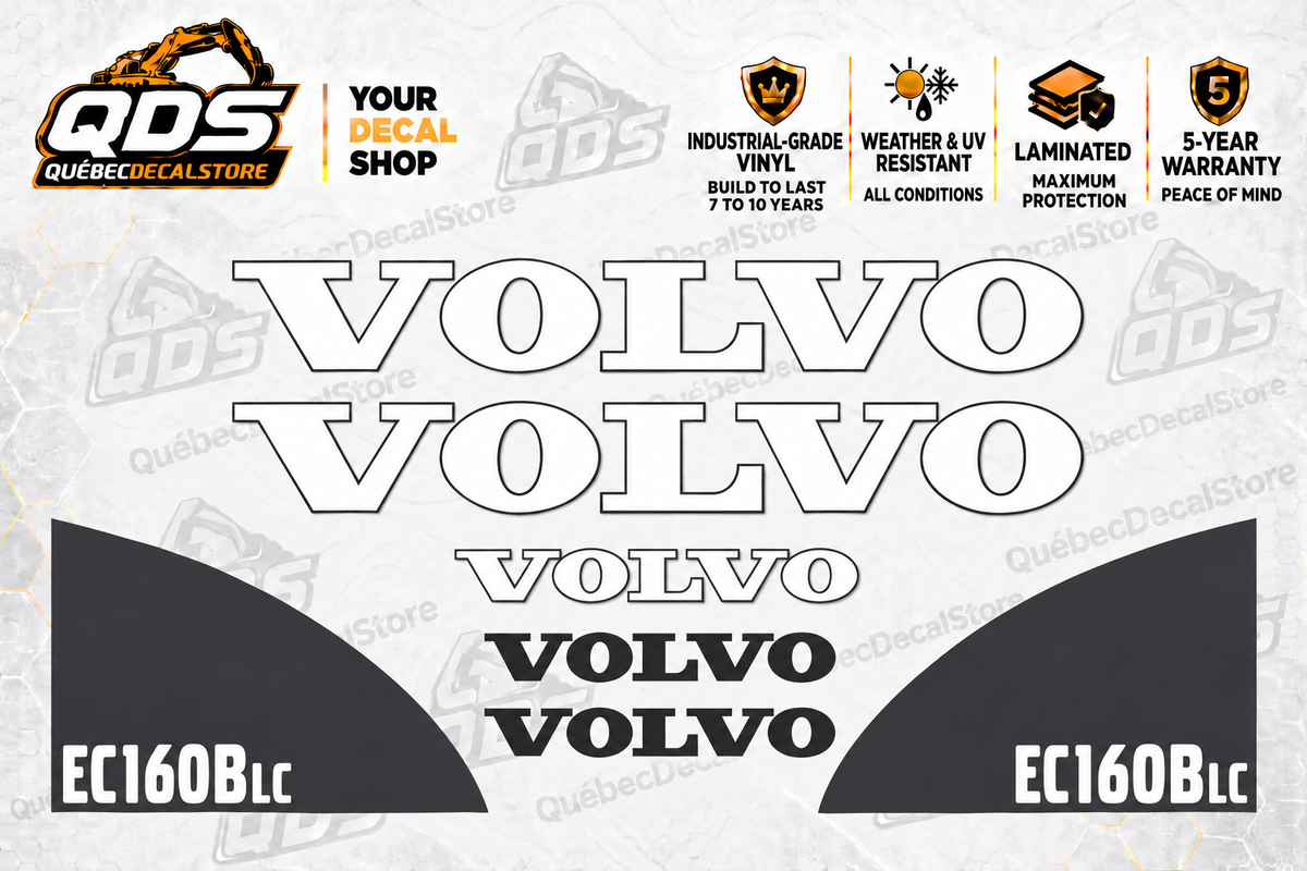 Volvo EC160B LC Excavator Decal Kit – 7 Graphics