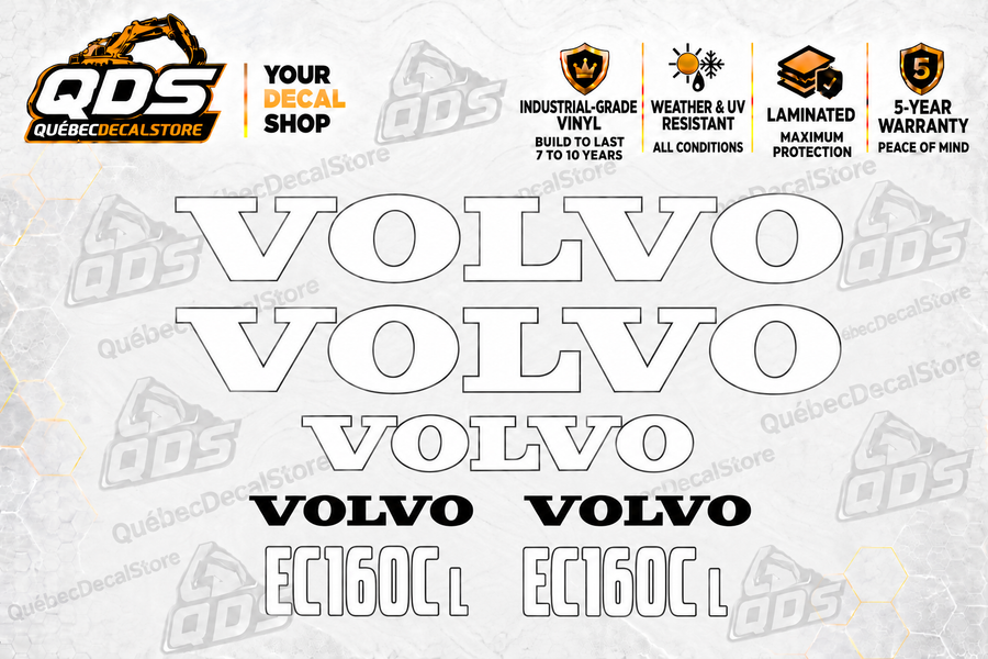 Volvo EC160C L Excavator Decal Kit – 7 Graphics