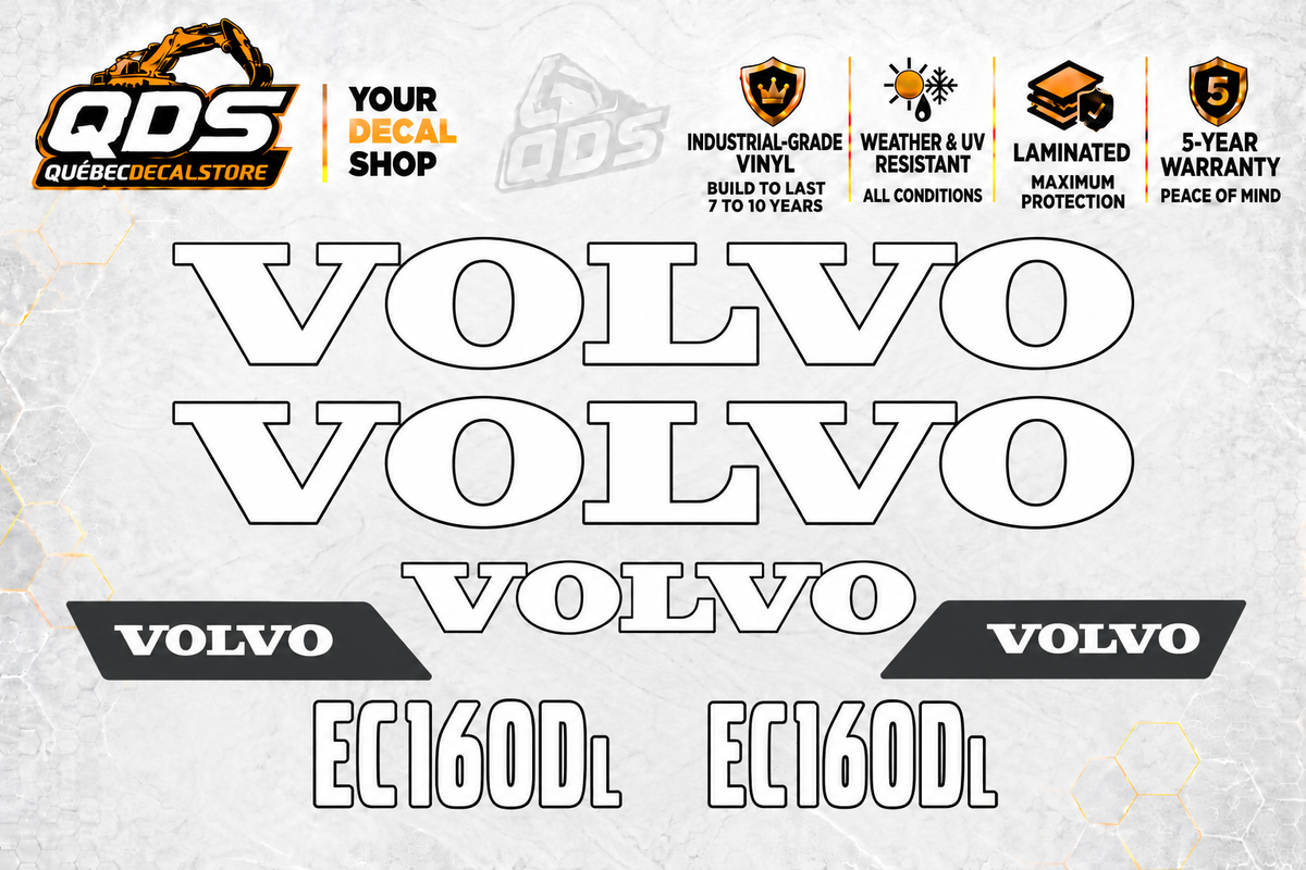 Volvo EC160D L Excavator Decal Kit – 7 Graphics