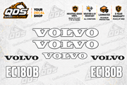 Volvo EC180B seven-piece identification graphics kit