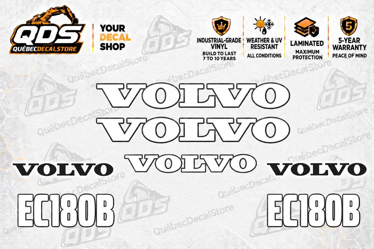 Volvo EC180B seven-piece identification graphics kit