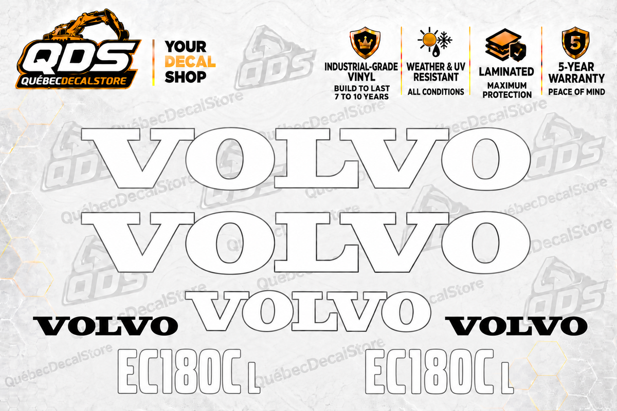 Volvo EC180C L Excavator Decal Kit – 7 Graphics