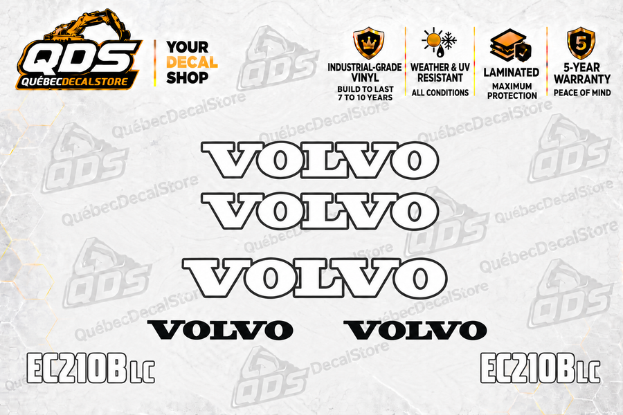 Volvo EC210B LC Excavator Decal Kit – 7 Graphics