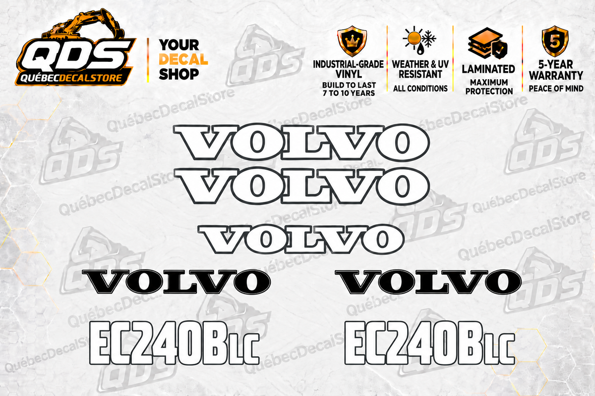 Volvo EC240B LC Excavator Decal Kit – 7 Graphics