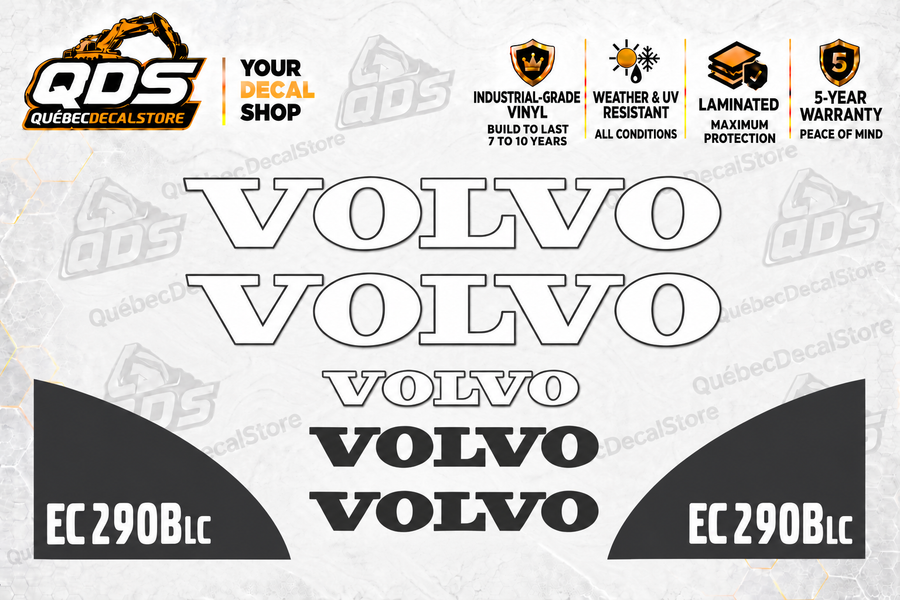 Volvo EC290B LC Excavator Decal Kit – 7 Graphics