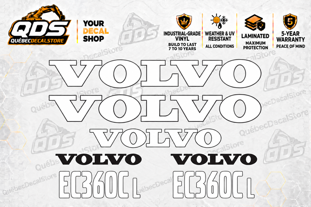 Volvo EC360C L Excavator Decal Kit – 7 Graphics
