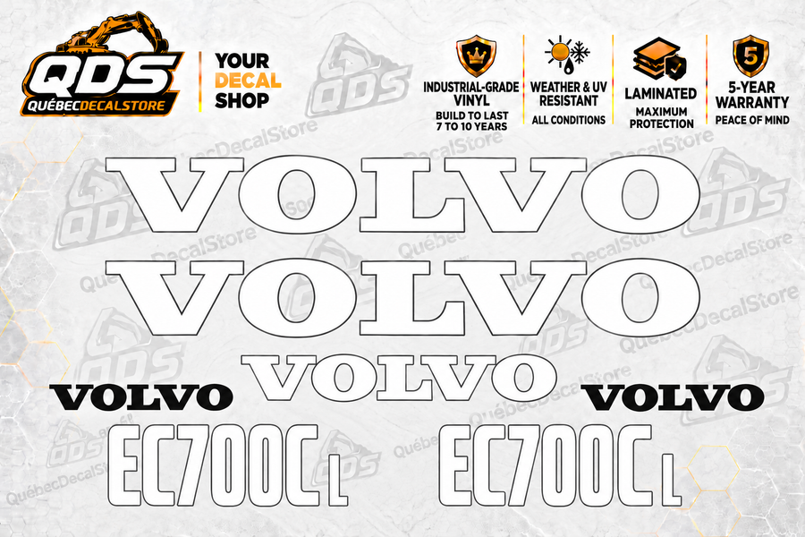 Volvo EC700C L Excavator Decal Kit – 7 Graphics