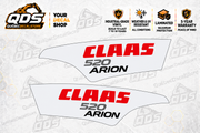 CLAAS ARION 520 aftermarket hood decal pair on QDS background