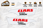 CLAAS ARION 650 aftermarket hood decal pair on QDS background