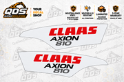 CLAAS AXION 810 aftermarket hood decal pair on QDS background